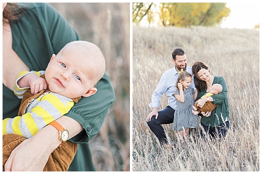 Denver Fall Family Session on Film newborn looking at the camera 